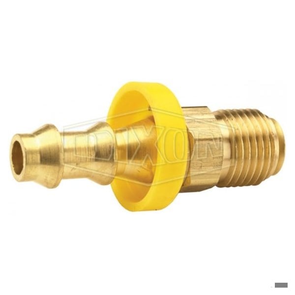 Dixon Hose Barb, 3/824 x 1/4 in Nominal, MUNF x Hose Barb, Brass